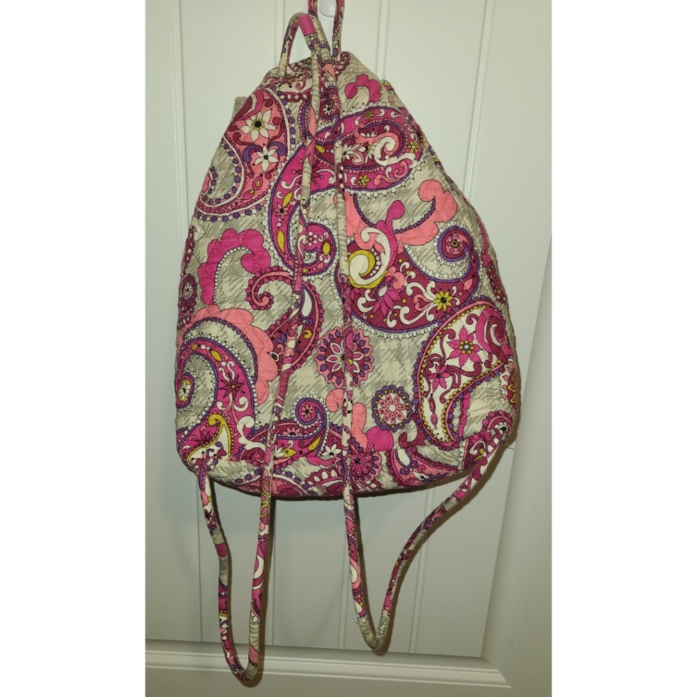 Vera Bradley Drawstring Backpack Bag Paisley Plaid - image 2